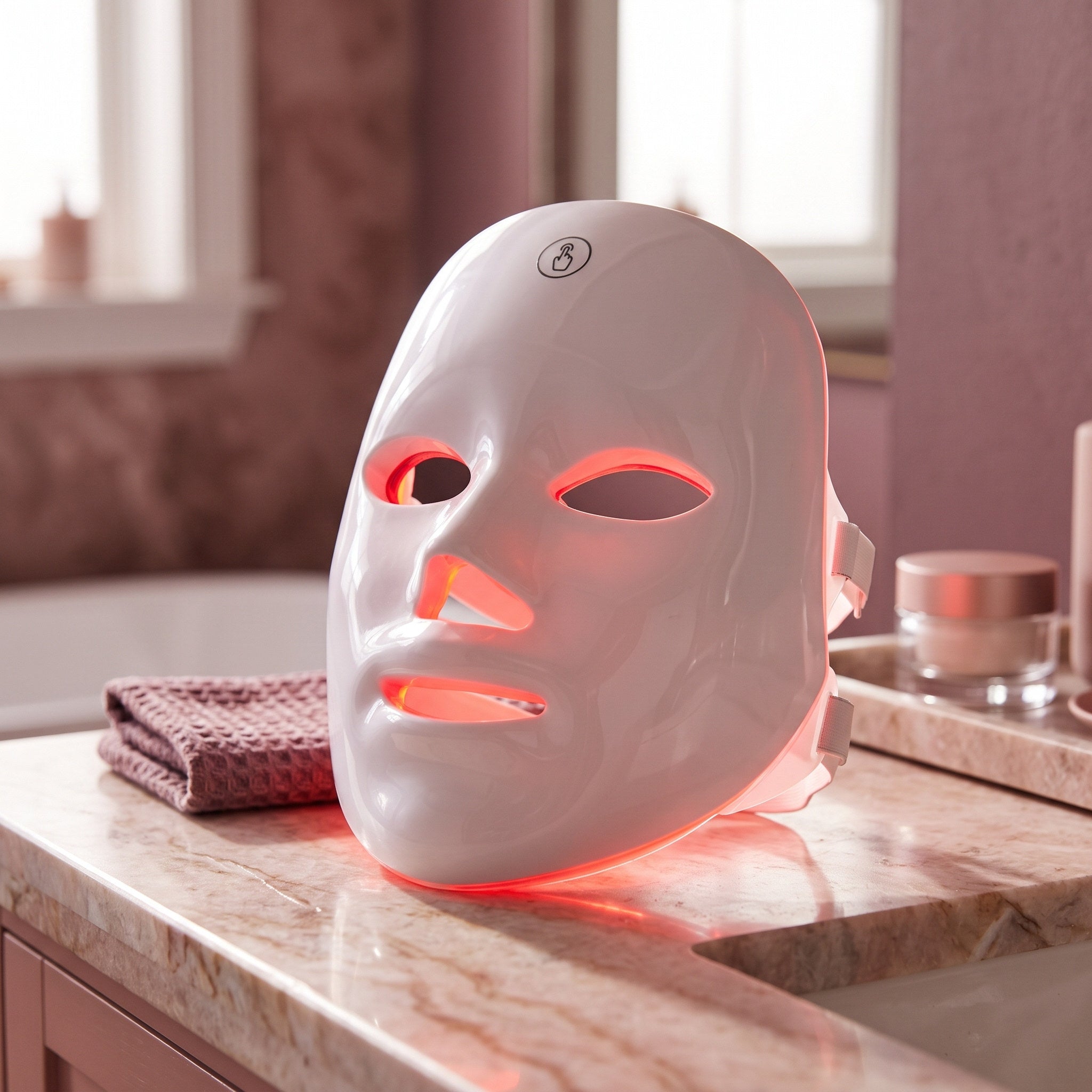 Glow Hour white LED face mask with red glow