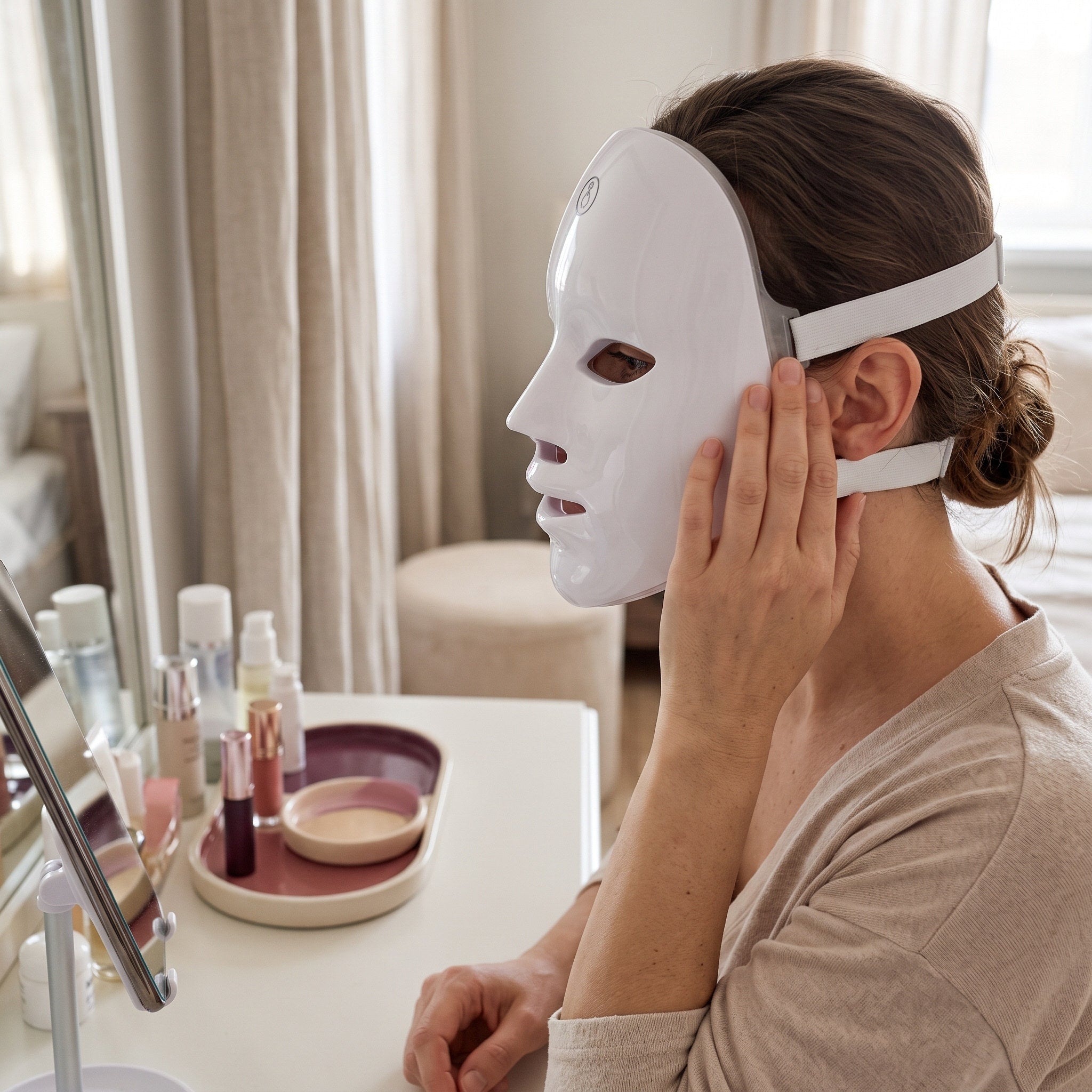 Glow Hour white mask ready for an at-home evening routine