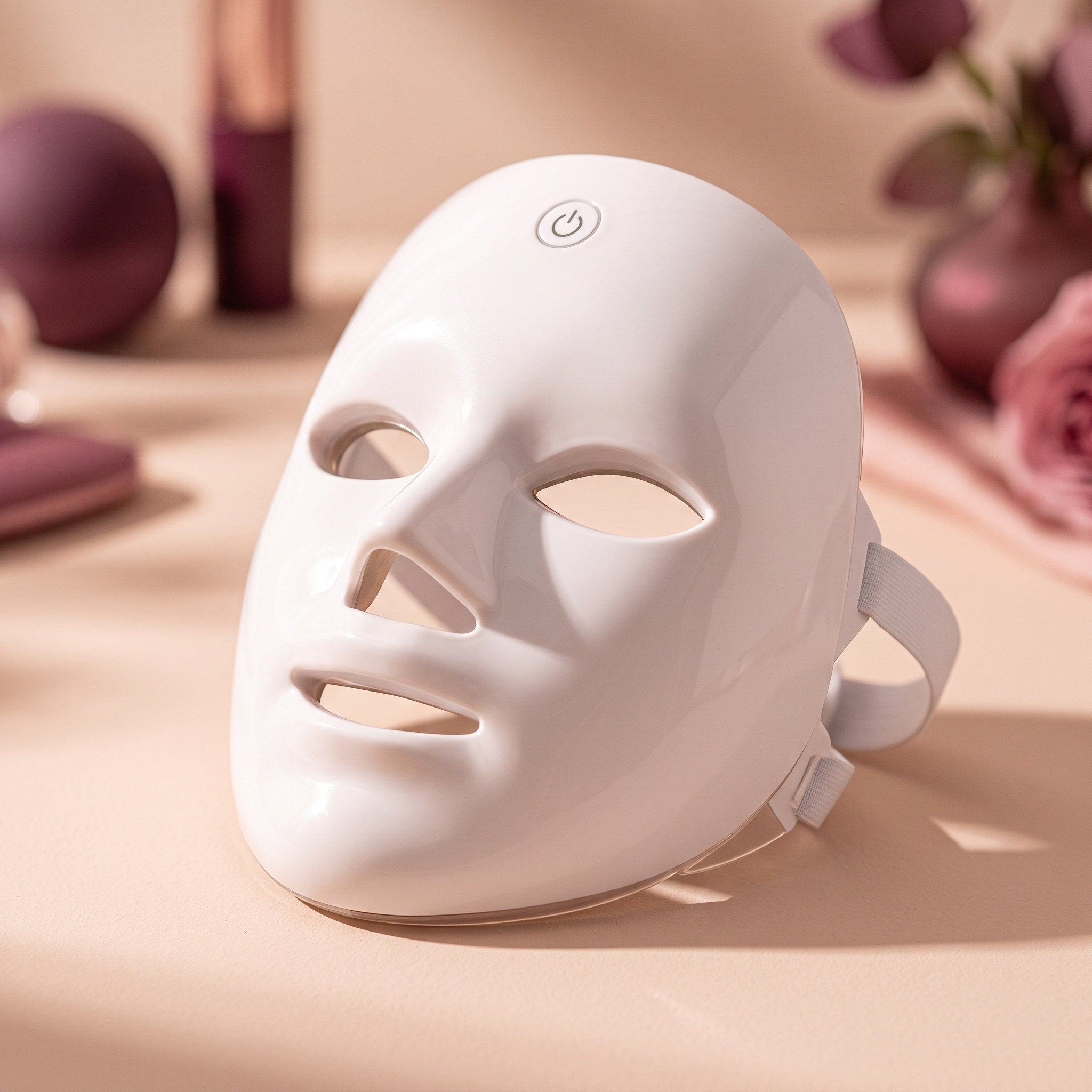 White LED mask with forehead power symbol