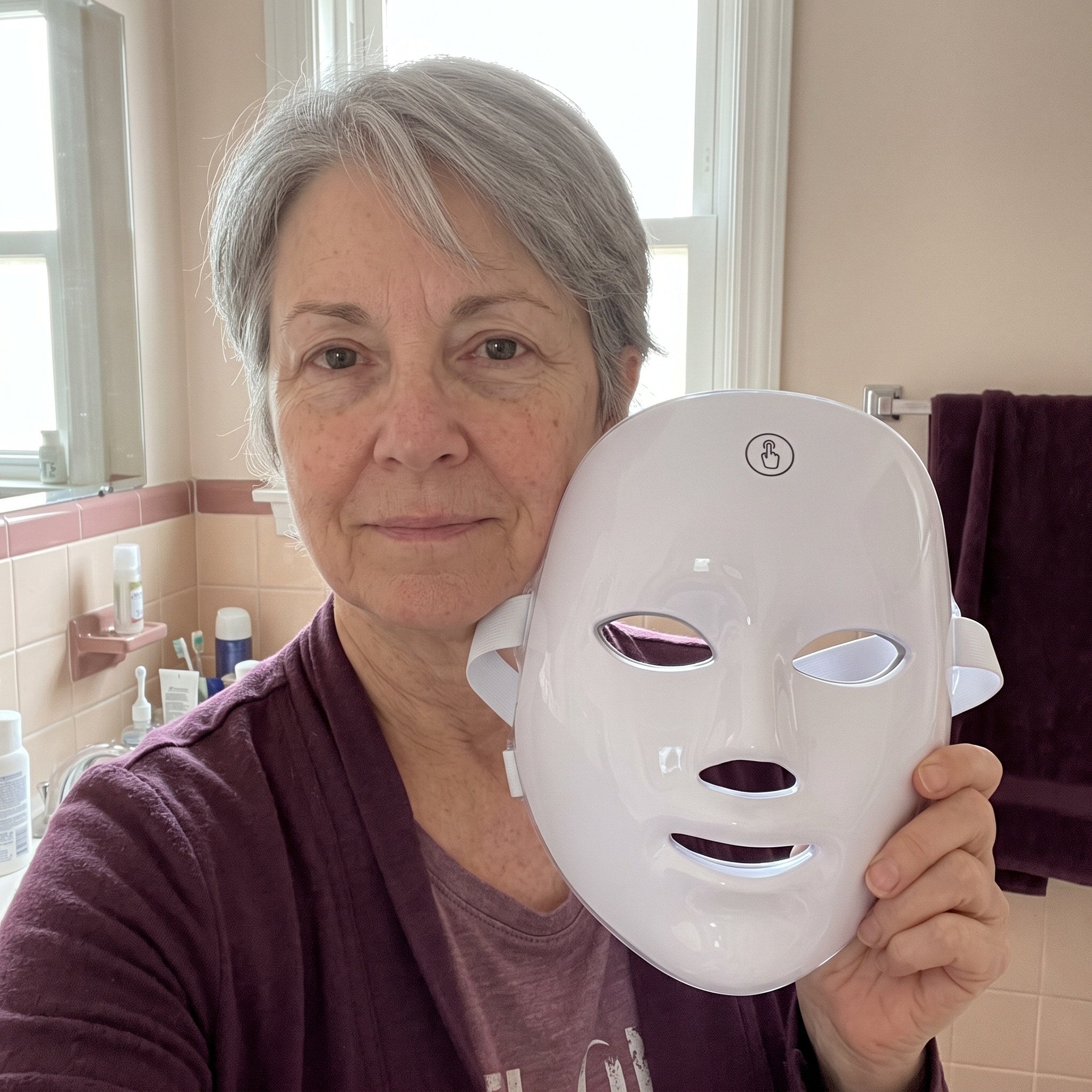 White Glow Hour LED face mask in an at-home self-care scene 8