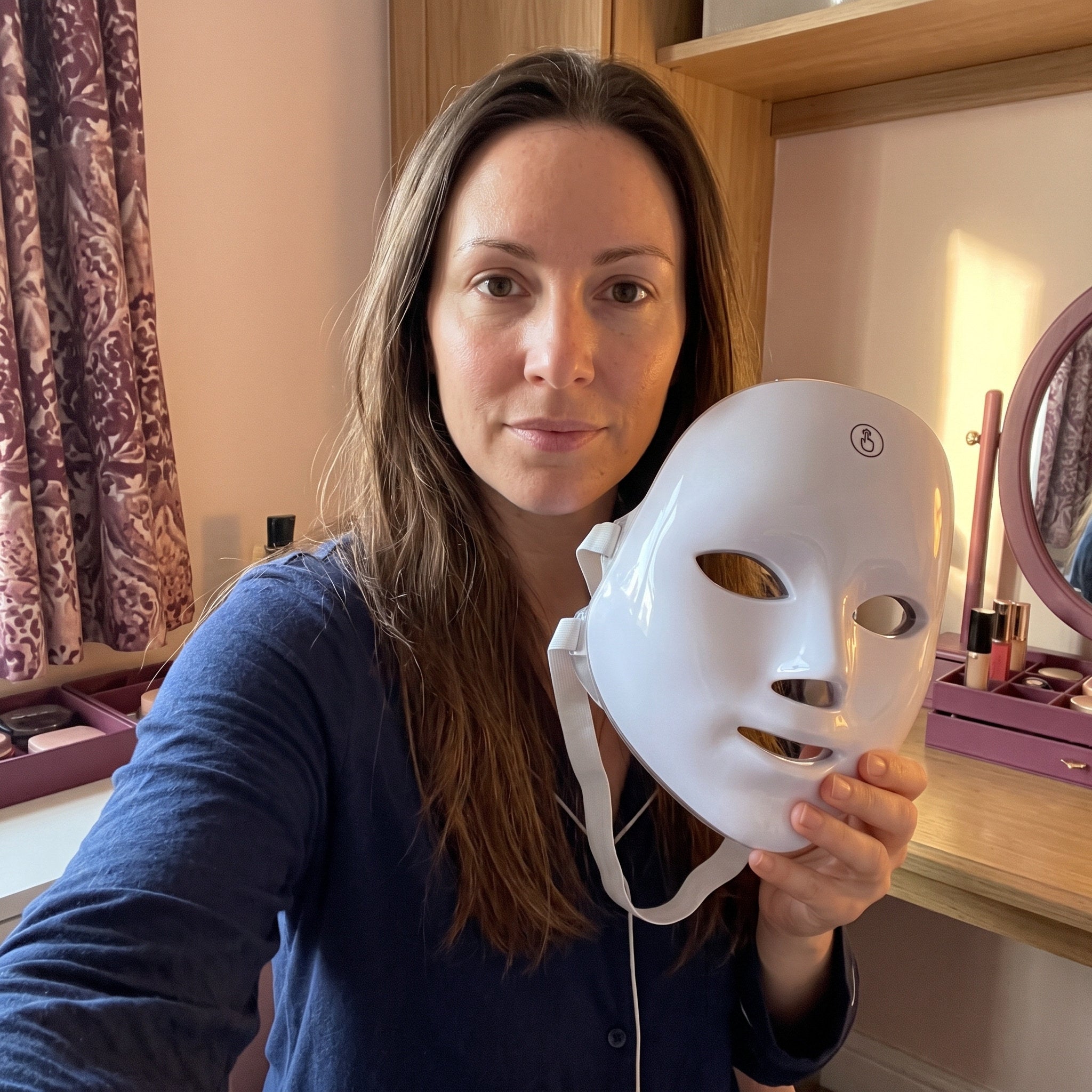 White Glow Hour LED face mask in an at-home self-care scene 12