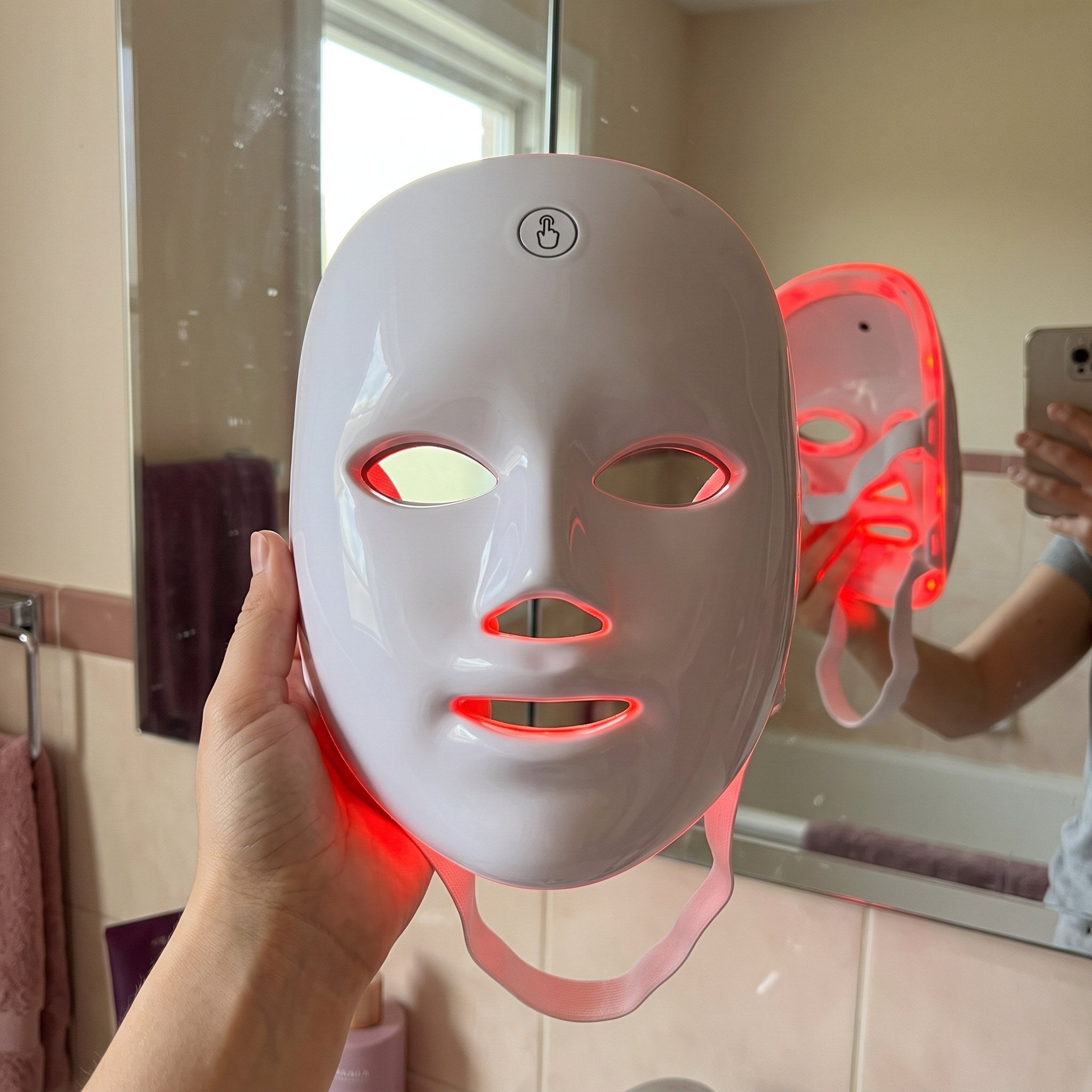 White Glow Hour LED face mask in an at-home self-care scene 14